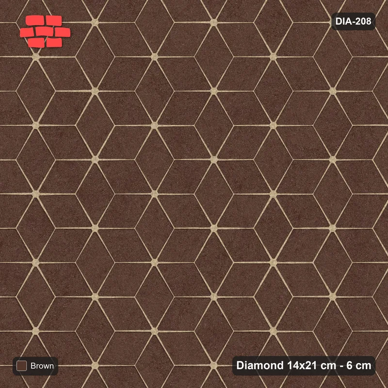 Interlock (Pasco) 14x21 cm · DIA-208 · Single-tone rhombus lattice 90 deg - edge to edge · Top view