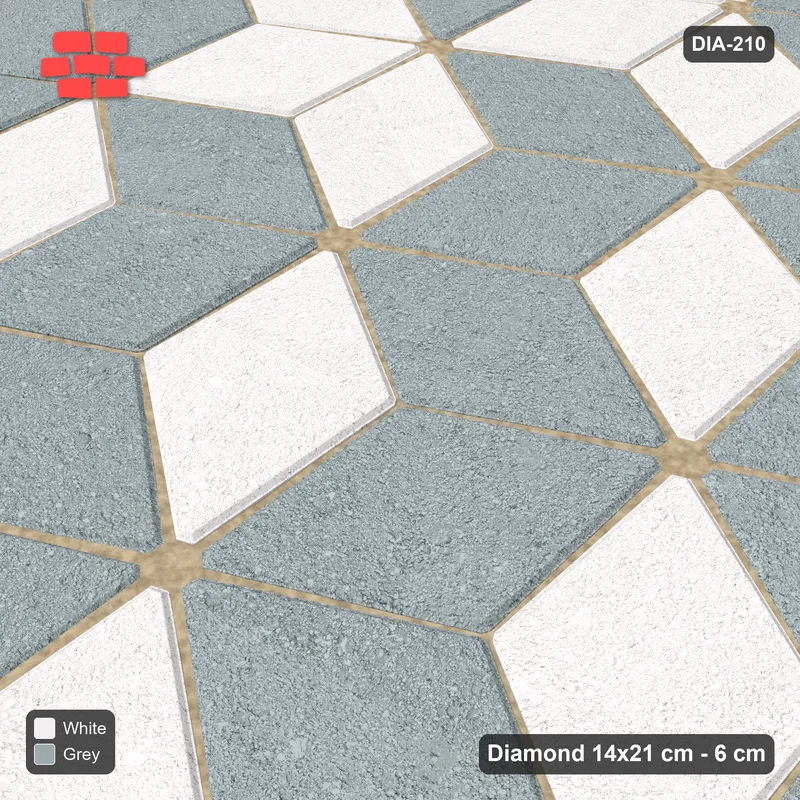 Interlock (Pasco) 14x21 cm · DIA-210 · Tumbling cubes, cross band 60 deg - kerb frame · Side view