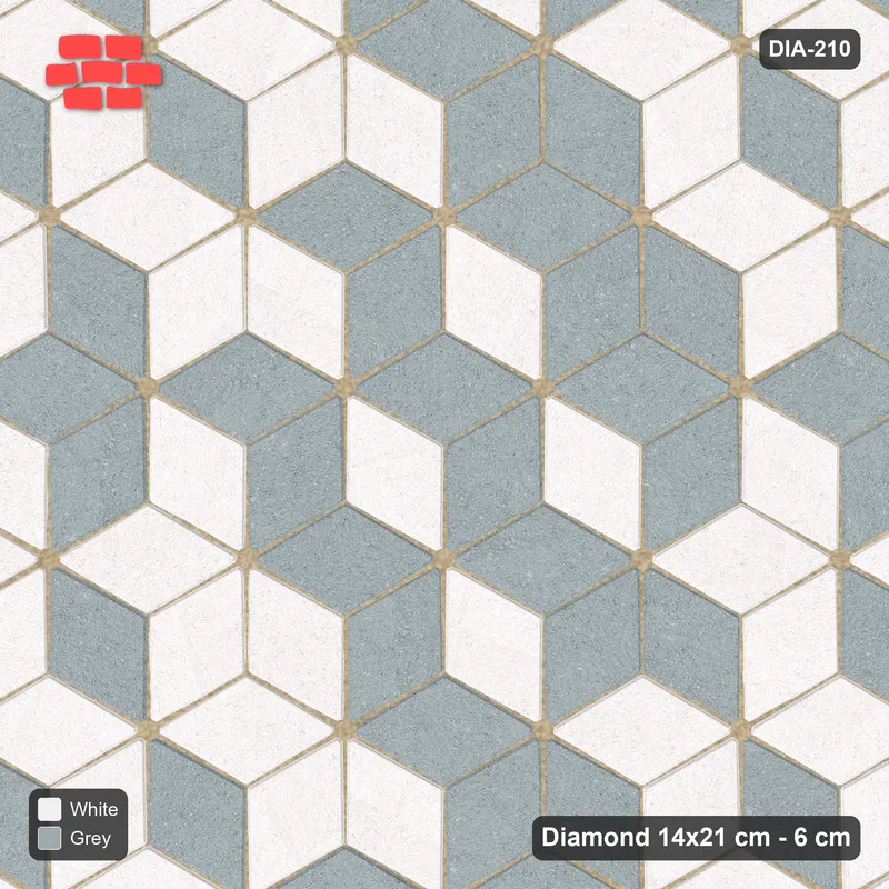 Interlock (Pasco) 14x21 cm · DIA-210 · Tumbling cubes, cross band 60 deg - kerb frame · Top view