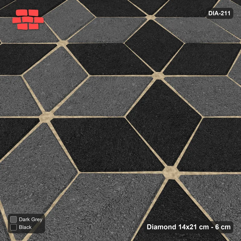 Interlock (Pasco) 14x21 cm · DIA-211 · Tumbling cubes, alternating columns 135 deg - edge to edge · Side view
