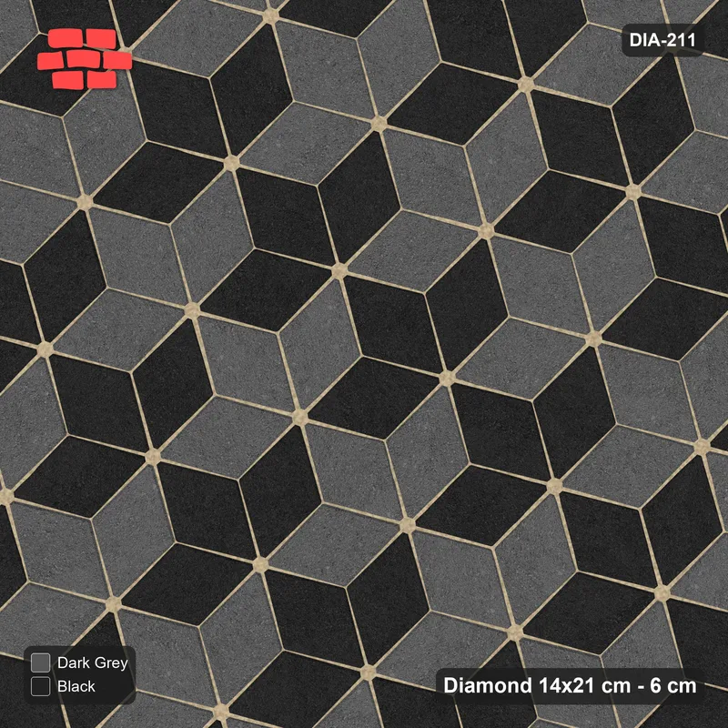 Interlock (Pasco) 14x21 cm · DIA-211 · Tumbling cubes, alternating columns 135 deg - edge to edge · Top view