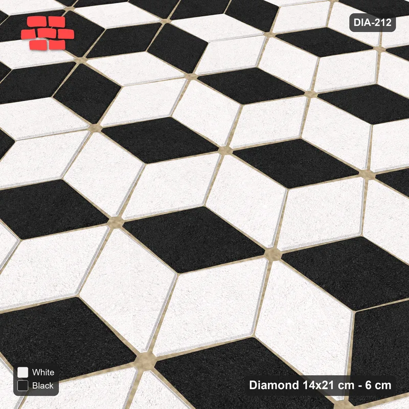 Interlock (Pasco) 14x21 cm · DIA-212 · Tumbling cubes, vertical band 30 deg - kerb frame · Side view