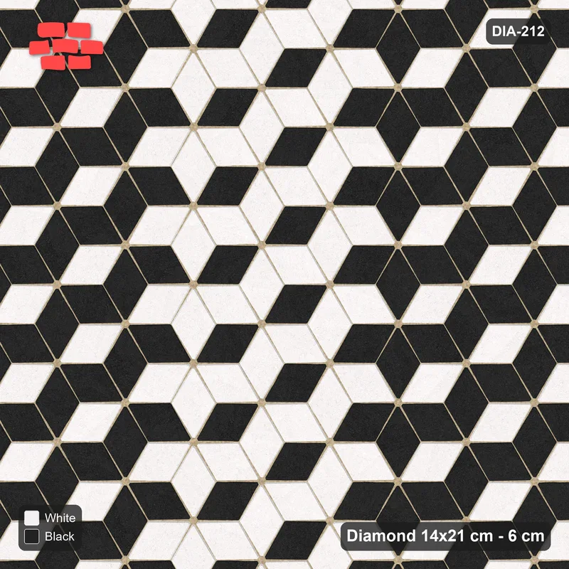 Interlock (Pasco) 14x21 cm · DIA-212 · Tumbling cubes, vertical band 30 deg - kerb frame · Top view