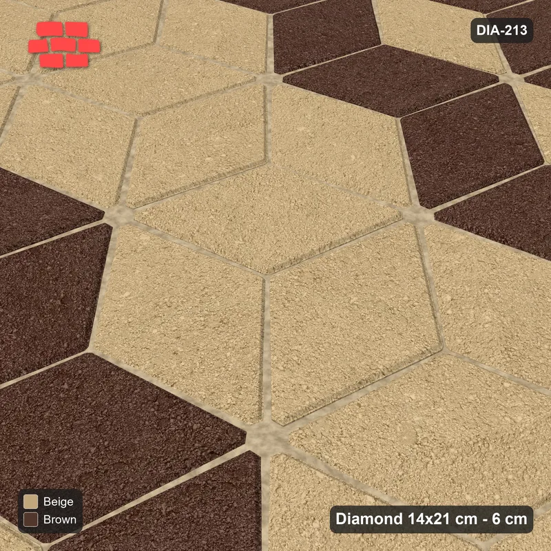 Interlock (Pasco) 14x21 cm · DIA-213 · Tumbling cubes, plain accent band 105 deg - kerb frame · Side view