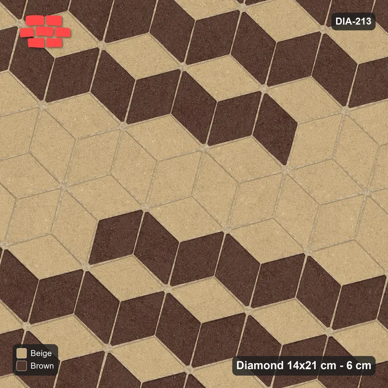 Interlock (Pasco) 14x21 cm · DIA-213 · Tumbling cubes, plain accent band 105 deg - kerb frame · Top view