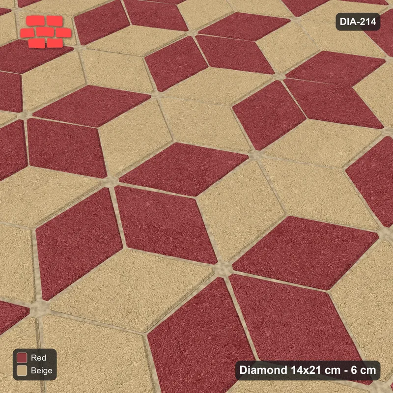 Interlock (Pasco) 14x21 cm · DIA-214 · Tumbling cubes, alternating rows 0 deg - edge to edge · Side view