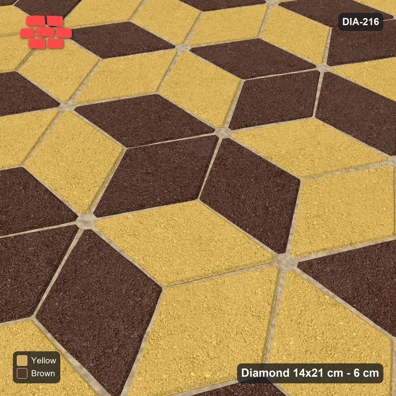 Interlock (Pasco) 14x21 cm · DIA-216 · Tumbling cubes, diagonal flip stripes 150 deg - kerb frame · Side view