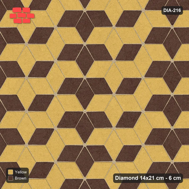 Interlock (Pasco) 14x21 cm · DIA-216 · Tumbling cubes, diagonal flip stripes 150 deg - kerb frame · Top view