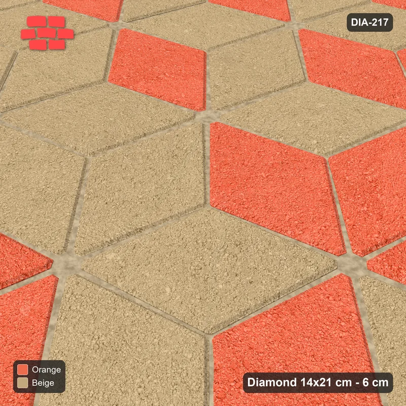 Interlock (Pasco) 14x21 cm · DIA-217 · Tumbling cubes, 3x3 flip blocks 45 deg - kerb frame · Side view