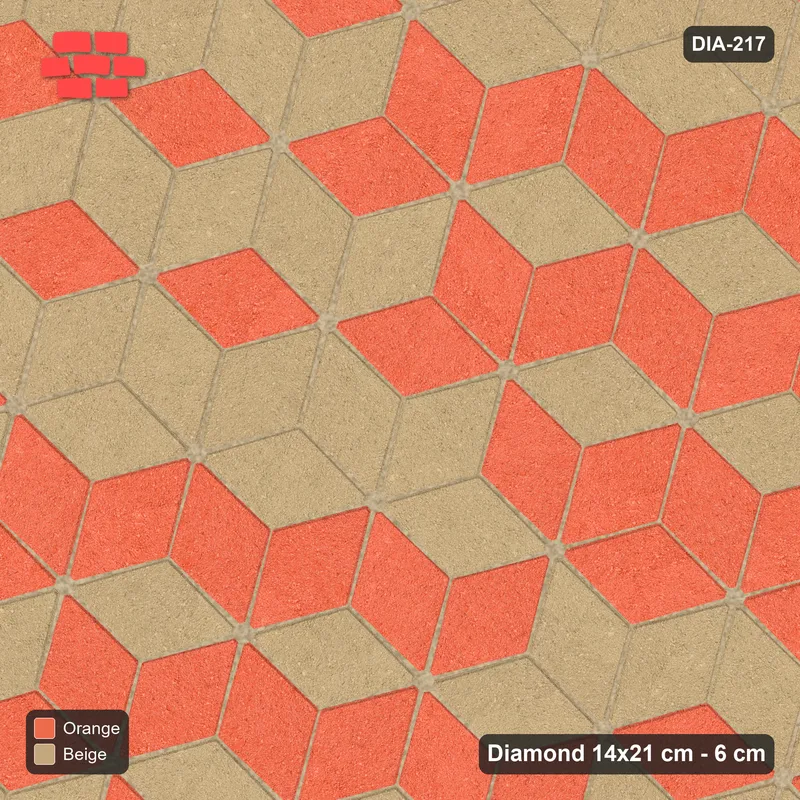 Interlock (Pasco) 14x21 cm · DIA-217 · Tumbling cubes, 3x3 flip blocks 45 deg - kerb frame · Top view