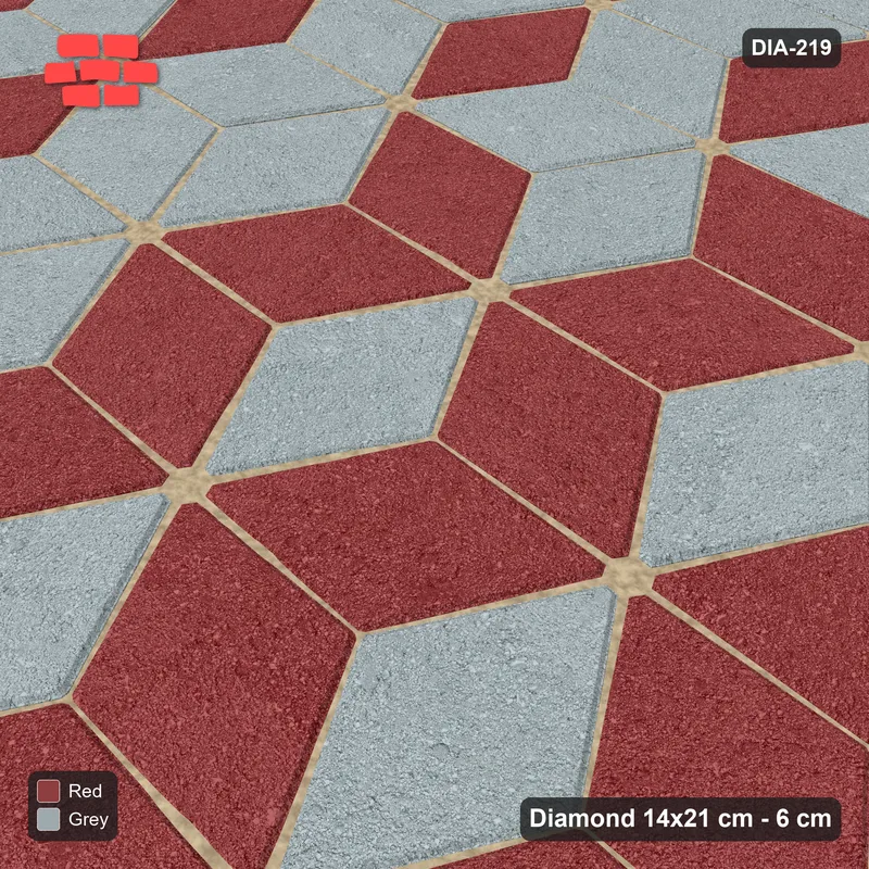 Interlock (Pasco) 14x21 cm · DIA-219 · Tumbling cubes, medallion 30 deg - edge to edge · Side view