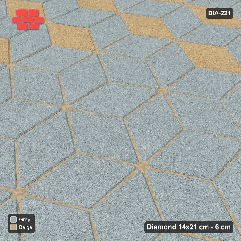 Interlock (Pasco) 14x21 cm · DIA-221 · Tumbling cubes, plain medallion 0 deg - kerb frame · Side view
