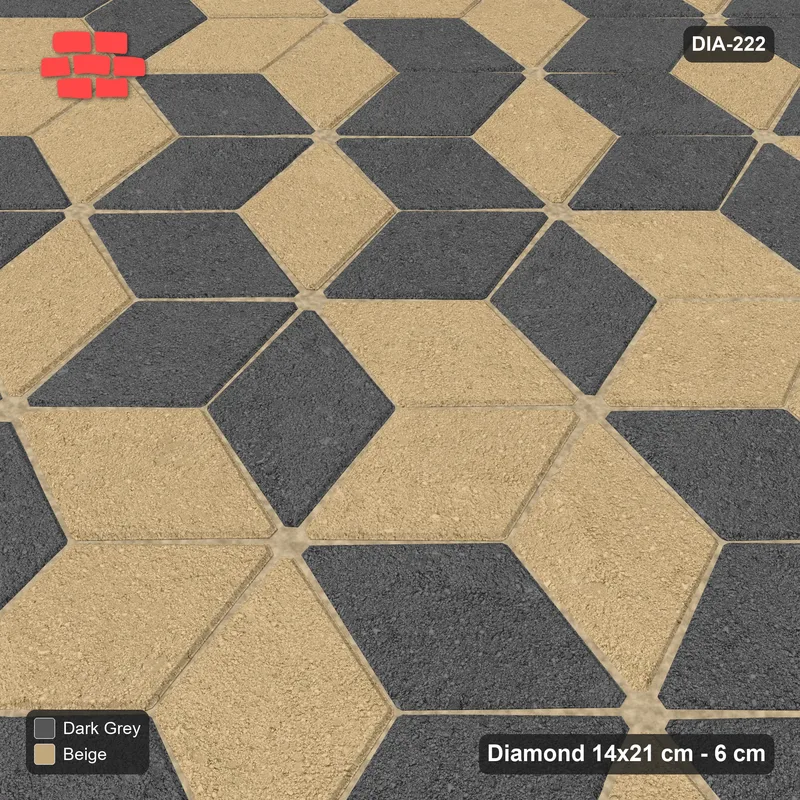 Interlock (Pasco) 14x21 cm · DIA-222 · Tumbling cubes, flipped row every 3rd 75 deg - edge to edge · Side view
