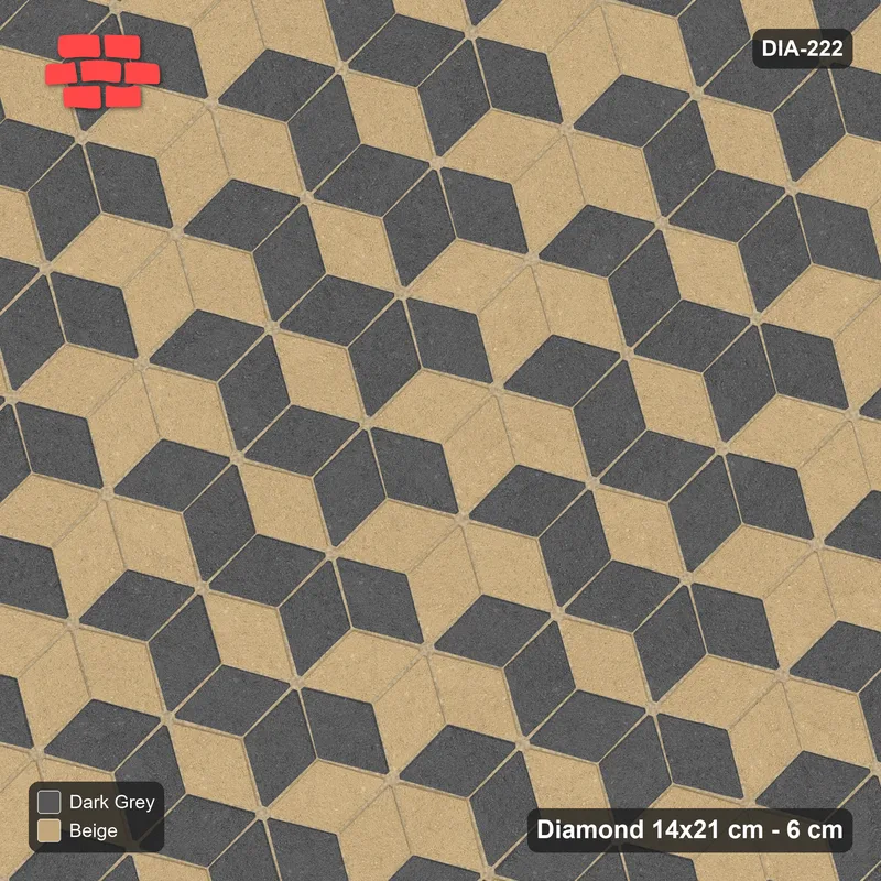 Interlock (Pasco) 14x21 cm · DIA-222 · Tumbling cubes, flipped row every 3rd 75 deg - edge to edge · Top view