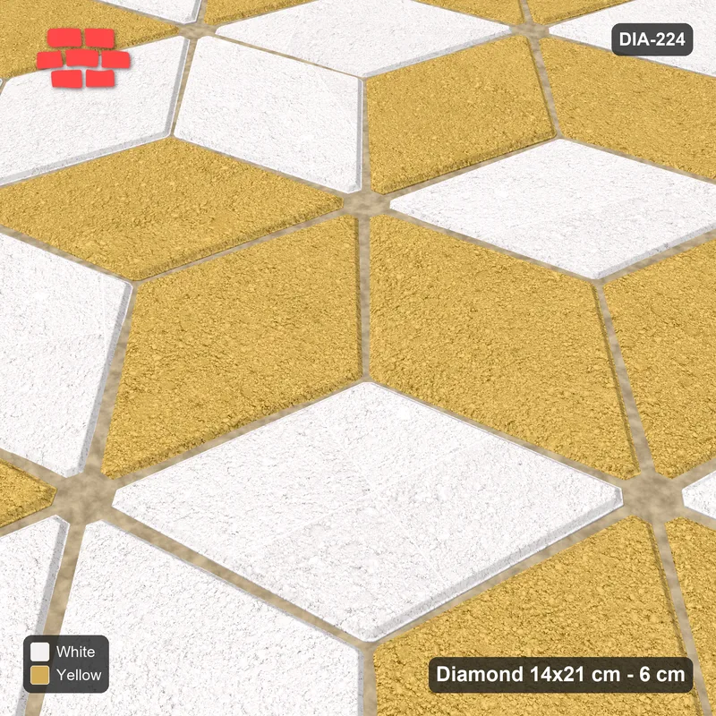 Interlock (Pasco) 14x21 cm · DIA-224 · Tumbling cubes, diagonal zones 45 deg - kerb frame · Side view