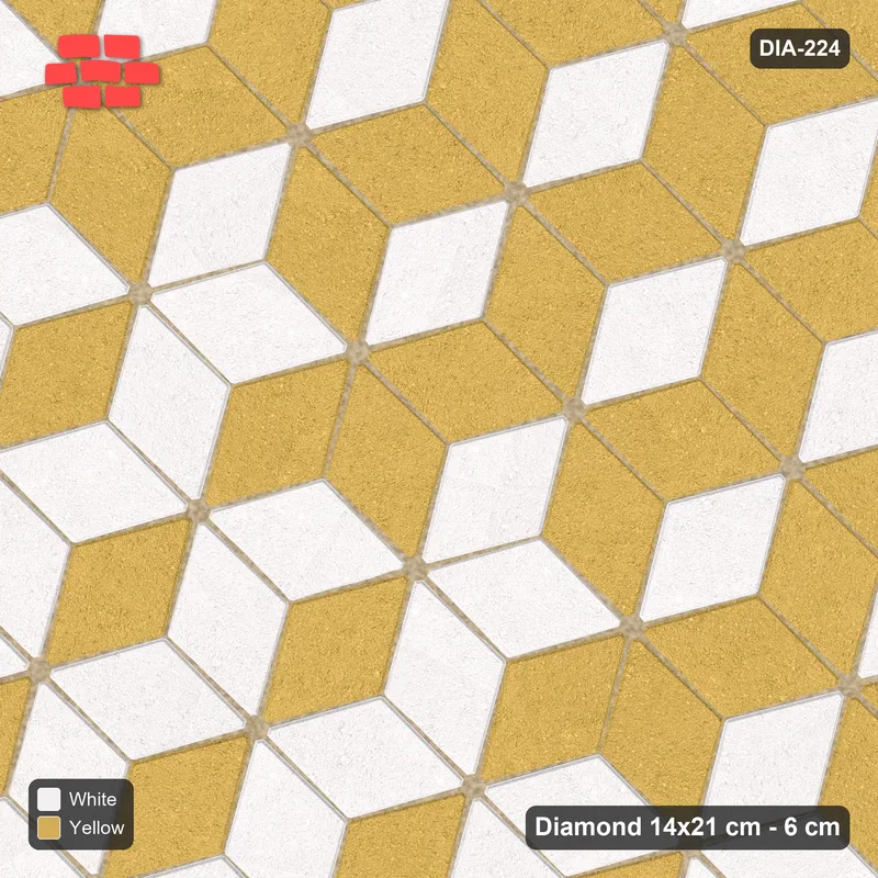 Interlock (Pasco) 14x21 cm · DIA-224 · Tumbling cubes, diagonal zones 45 deg - kerb frame · Top view