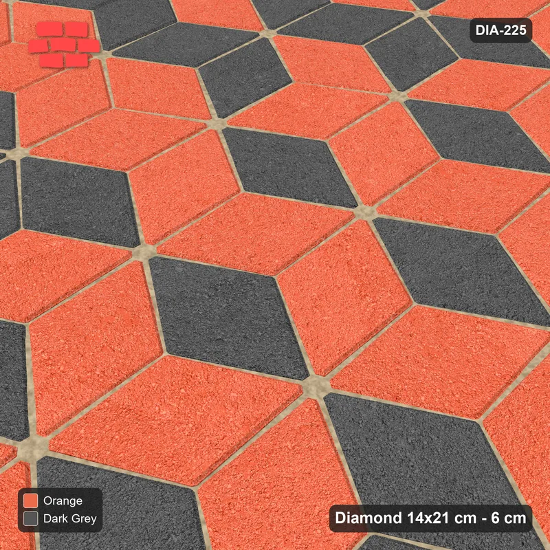 Interlock (Pasco) 14x21 cm · DIA-225 · Tumbling cubes, cross band 120 deg - kerb frame · Side view