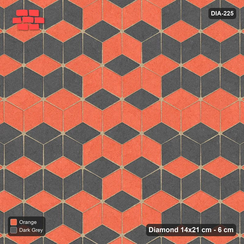 Interlock (Pasco) 14x21 cm · DIA-225 · Tumbling cubes, cross band 120 deg - kerb frame · Top view