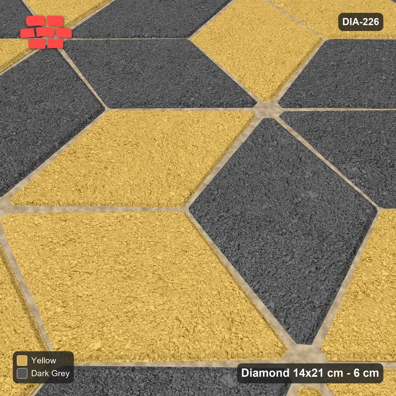 Interlock (Pasco) 14x21 cm · DIA-226 · Tumbling cubes, alternating columns 15 deg - kerb frame · Side view