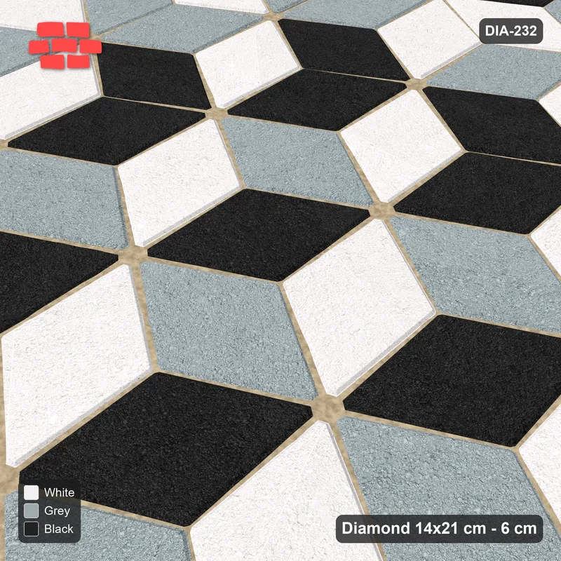 Interlock (Pasco) 14x21 cm · DIA-232 · Tumbling cubes, tonal rings 120 deg - kerb frame · Side view