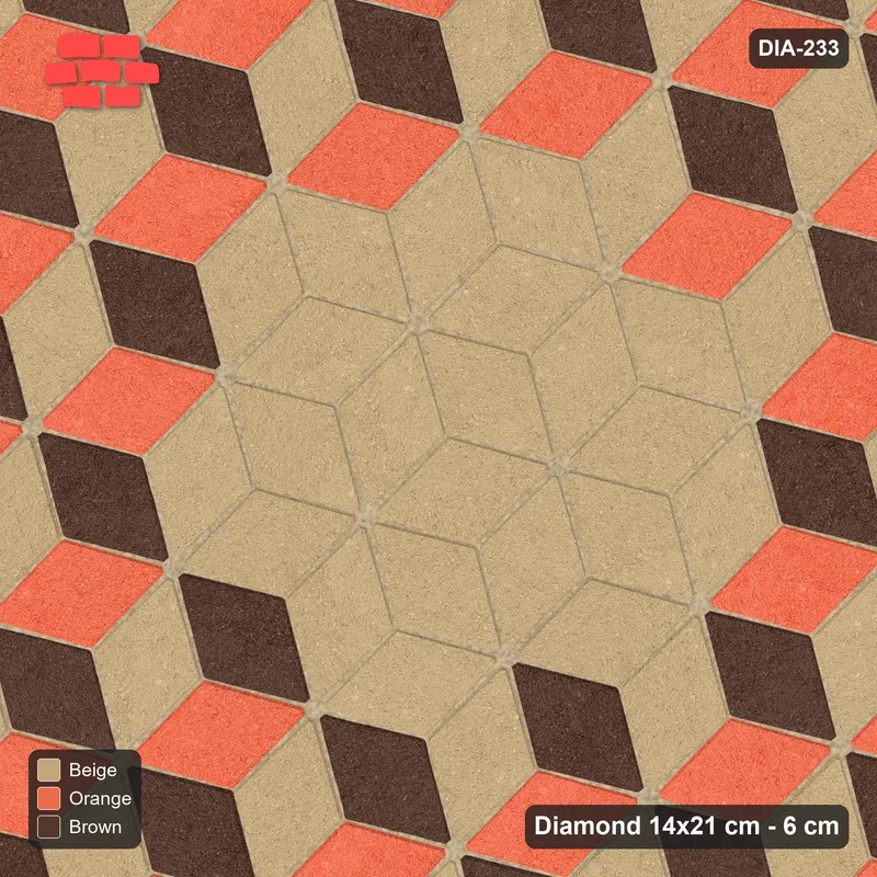Interlock (Pasco) 14x21 cm · DIA-233 · Tumbling cubes, plain medallion 15 deg - kerb frame · Top view
