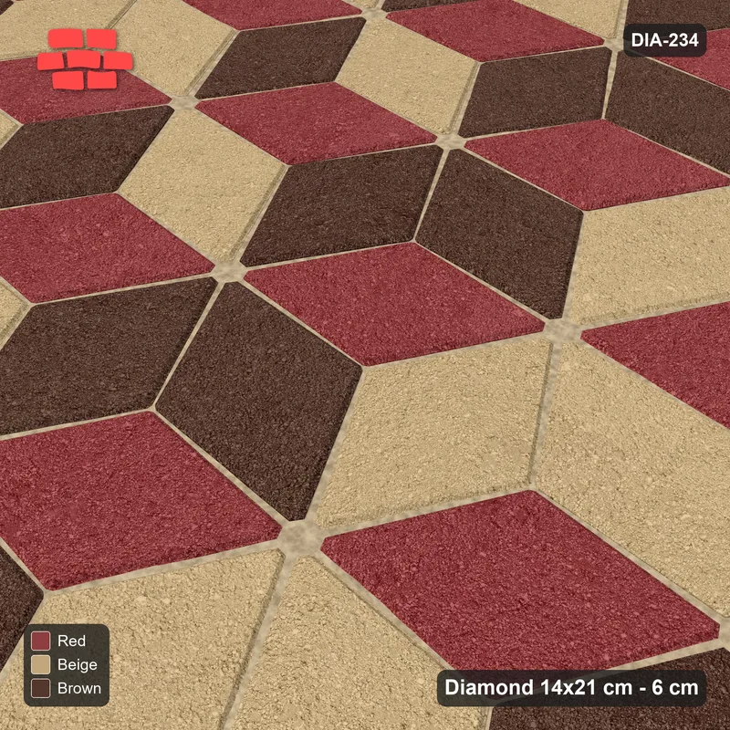 Interlock (Pasco) 14x21 cm · DIA-234 · Tumbling cubes, flipped row every 3rd 90 deg - kerb frame · Side view