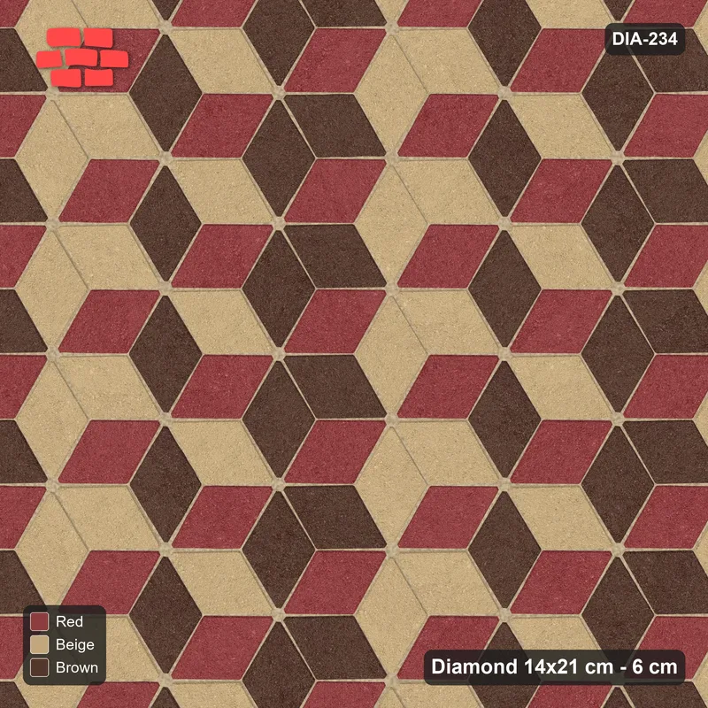 Interlock (Pasco) 14x21 cm · DIA-234 · Tumbling cubes, flipped row every 3rd 90 deg - kerb frame · Top view