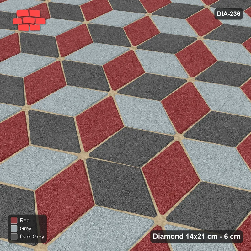 Interlock (Pasco) 14x21 cm · DIA-236 · Tumbling cubes, diagonal zones 60 deg - edge to edge · Side view