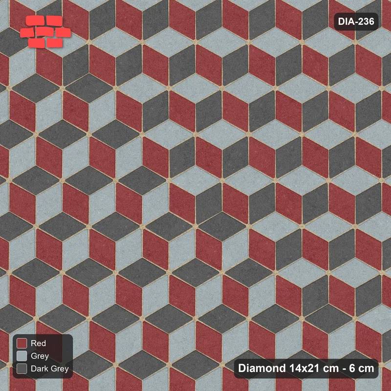 Interlock (Pasco) 14x21 cm · DIA-236 · Tumbling cubes, diagonal zones 60 deg - edge to edge · Top view