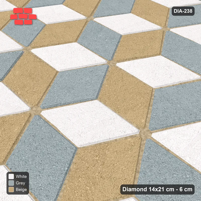 Interlock (Pasco) 14x21 cm · DIA-238 · Tumbling cubes, alternating columns 30 deg - kerb frame · Side view