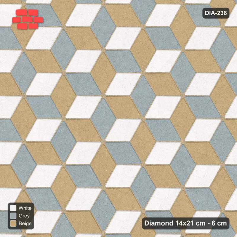Interlock (Pasco) 14x21 cm · DIA-238 · Tumbling cubes, alternating columns 30 deg - kerb frame · Top view