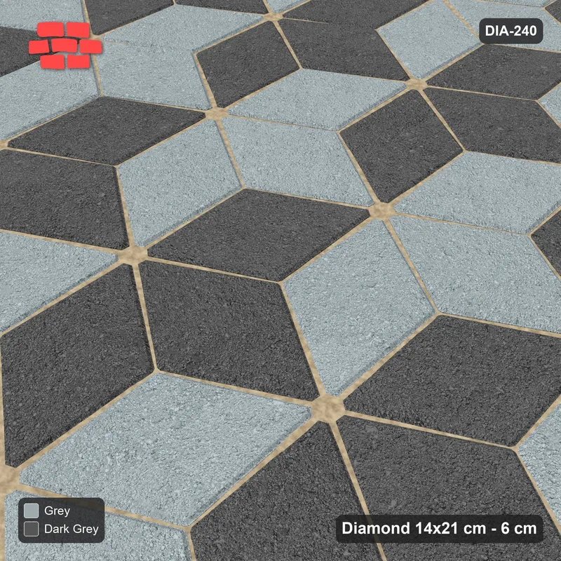 Interlock (Pasco) 14x21 cm · DIA-240 · Tumbling cubes, alternating rows 0 deg - kerb frame · Side view