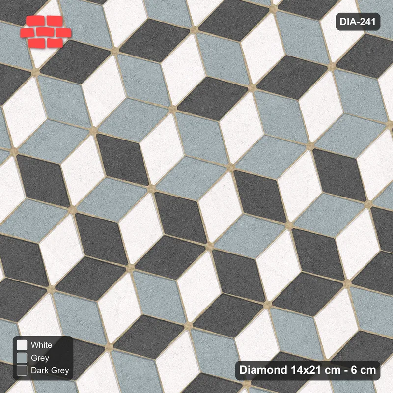 Interlock (Pasco) 14x21 cm · DIA-241 · Tumbling cubes, feature band 75 deg - kerb frame · Top view
