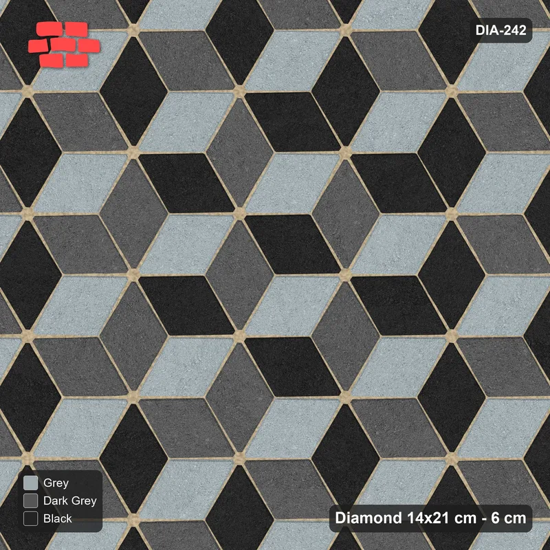 Interlock (Pasco) 14x21 cm · DIA-242 · Tumbling cubes, medallion 150 deg - kerb frame · Top view