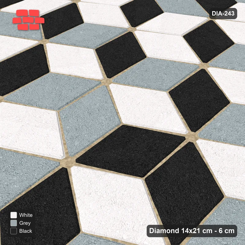 Interlock (Pasco) 14x21 cm · DIA-243 · Tumbling cubes, tonal rings 60 deg - edge to edge · Side view