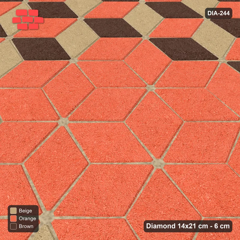 Interlock (Pasco) 14x21 cm · DIA-244 · Tumbling cubes, plain medallion 135 deg - kerb frame · Side view