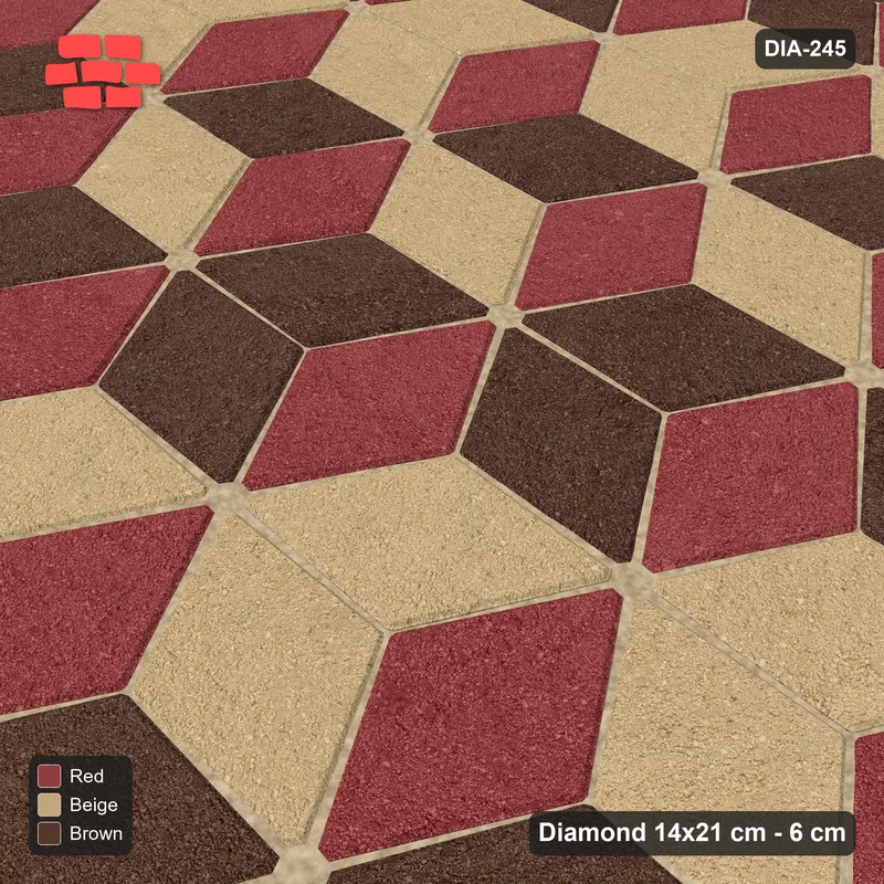 Interlock (Pasco) 14x21 cm · DIA-245 · Tumbling cubes, flipped row every 3rd 30 deg - kerb frame · Side view
