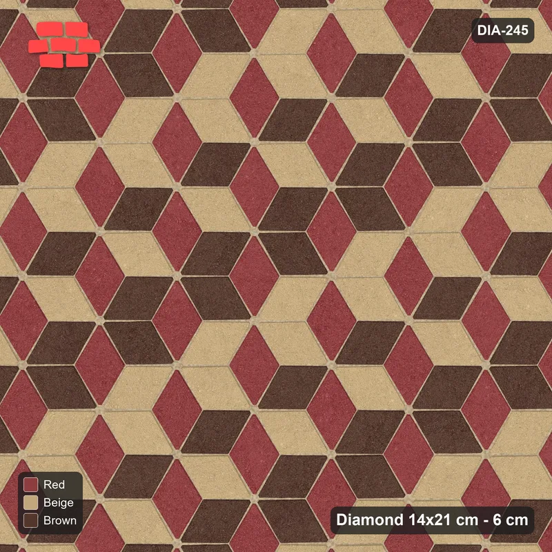 Interlock (Pasco) 14x21 cm · DIA-245 · Tumbling cubes, flipped row every 3rd 30 deg - kerb frame · Top view