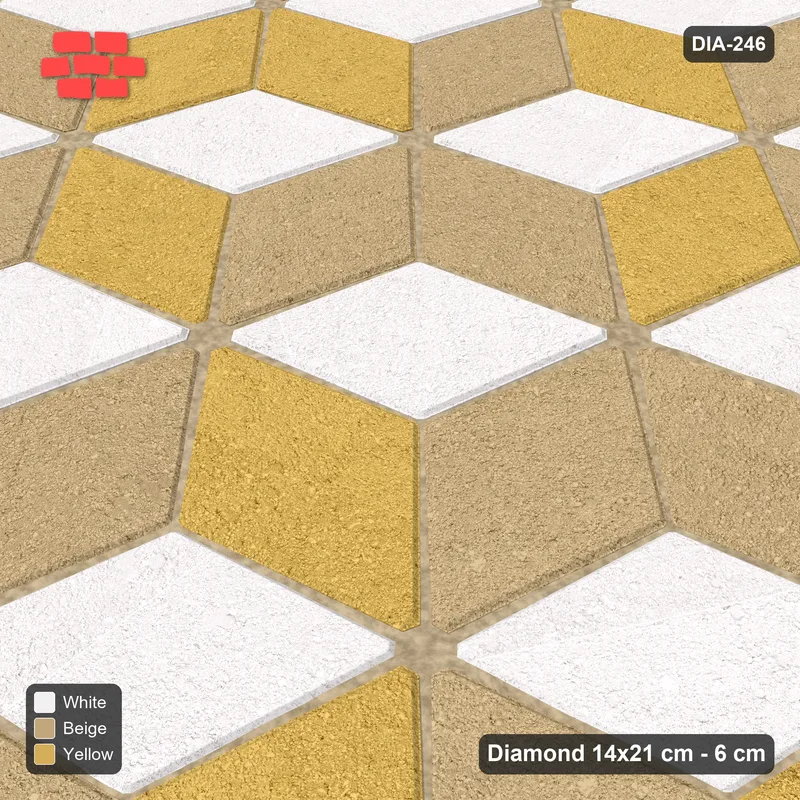 Interlock (Pasco) 14x21 cm · DIA-246 · Tumbling cubes, 2x2 flip blocks 105 deg - kerb frame · Side view
