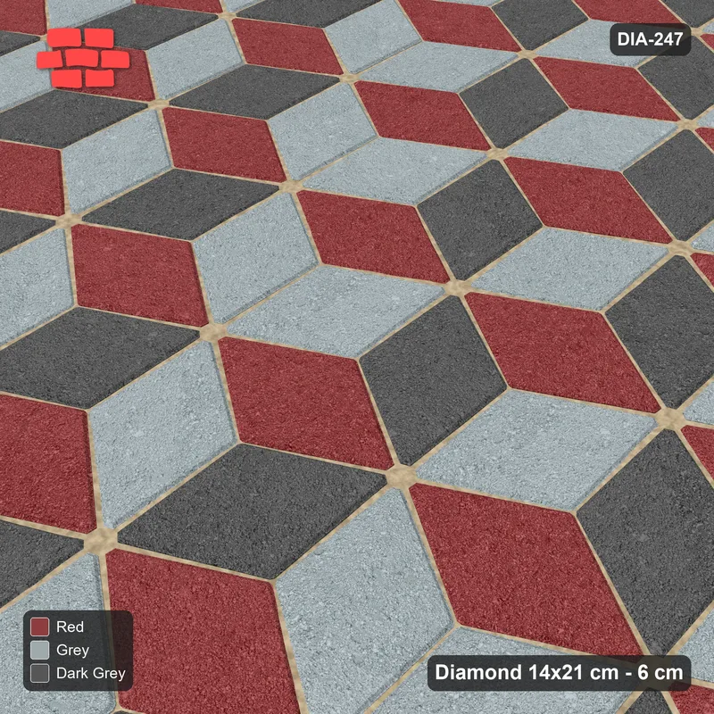 Interlock (Pasco) 14x21 cm · DIA-247 · Tumbling cubes, diagonal zones 0 deg - edge to edge · Side view