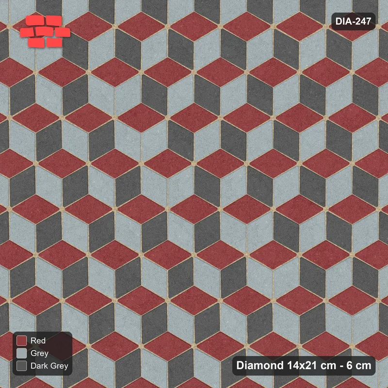 Interlock (Pasco) 14x21 cm · DIA-247 · Tumbling cubes, diagonal zones 0 deg - edge to edge · Top view