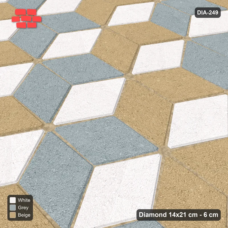 Interlock (Pasco) 14x21 cm · DIA-249 · Tumbling cubes, alternating columns 150 deg - kerb frame · Side view