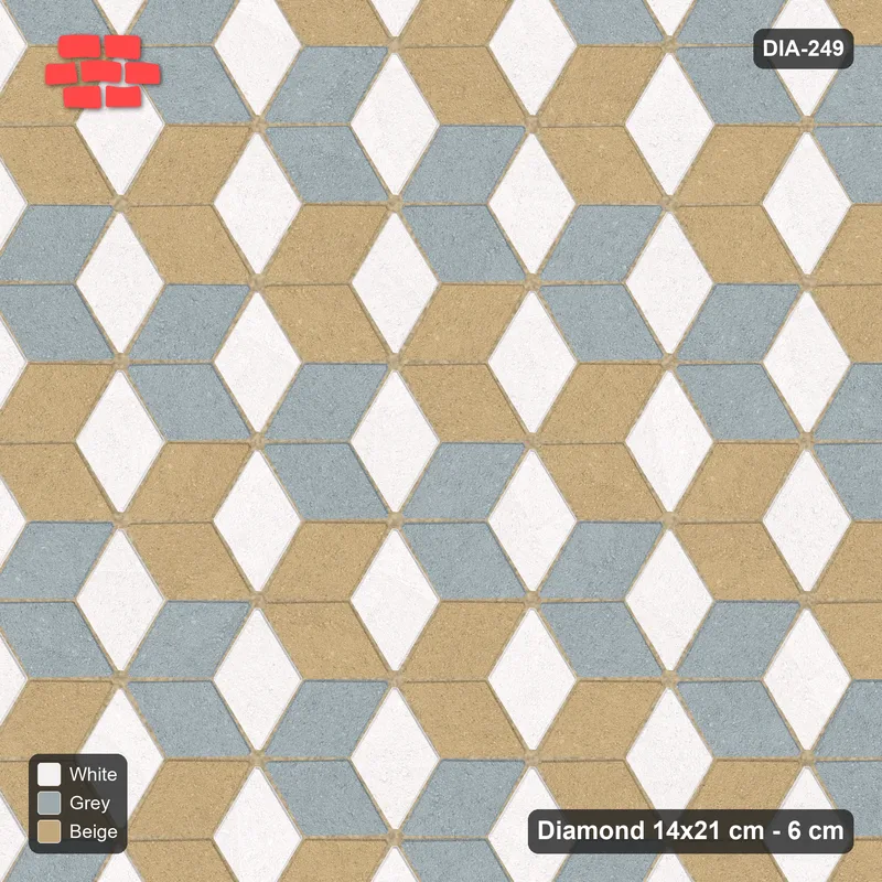 Interlock (Pasco) 14x21 cm · DIA-249 · Tumbling cubes, alternating columns 150 deg - kerb frame · Top view