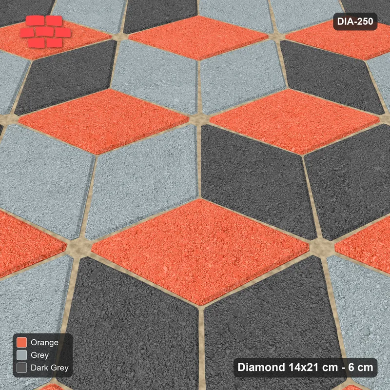 Interlock (Pasco) 14x21 cm · DIA-250 · Tumbling cubes, vertical band 45 deg - edge to edge · Side view