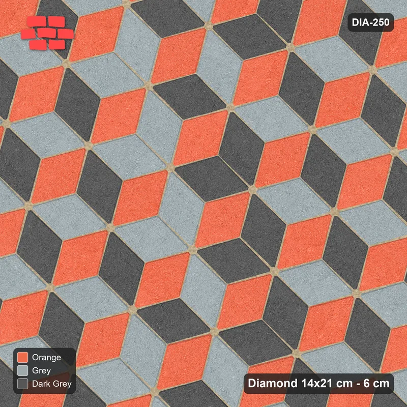Interlock (Pasco) 14x21 cm · DIA-250 · Tumbling cubes, vertical band 45 deg - edge to edge · Top view