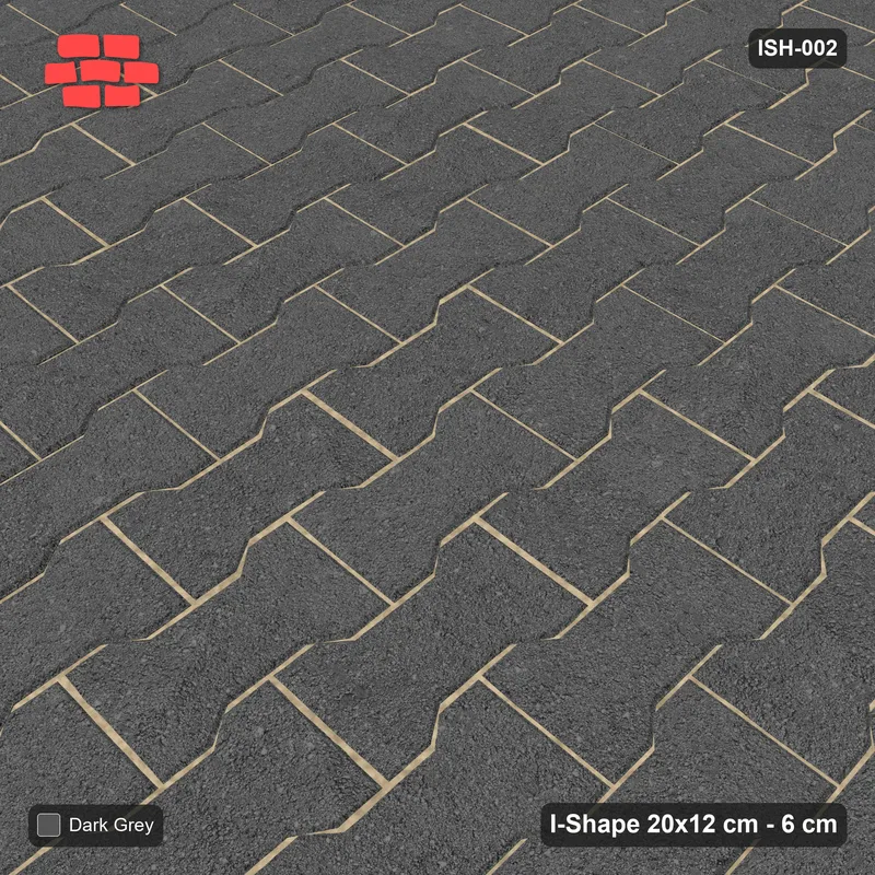 Interlock (Pasco) 20x12 cm · ISH-002 · Quarter-turn lattice, solid tone, kerb frame · Side view Interlock (Pasco) 20x12 cm · ISH-002 · Quarter-turn lattice, solid tone, kerb frame · Side view