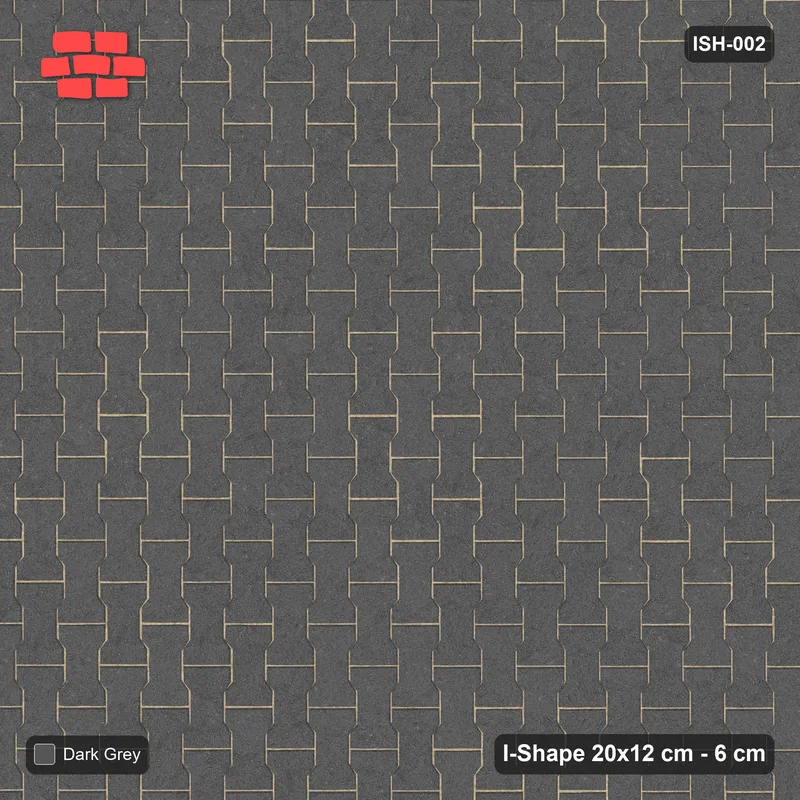 Interlock (Pasco) 20x12 cm · ISH-002 · Quarter-turn lattice, solid tone, kerb frame · Top view Interlock (Pasco) 20x12 cm · ISH-002 · Quarter-turn lattice, solid tone, kerb frame · Top view