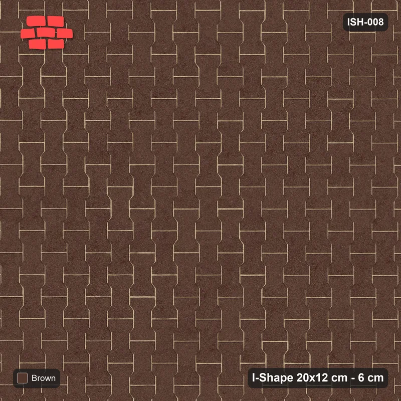 Interlock (Pasco) 20x12 cm · ISH-008 · Quarter-turn lattice, solid tone, kerb frame · Top view Interlock (Pasco) 20x12 cm · ISH-008 · Quarter-turn lattice, solid tone, kerb frame · Top view