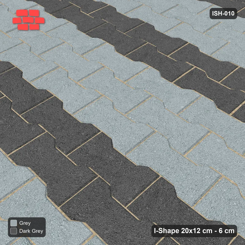 Interlock (Pasco) 20x12 cm · ISH-010 · Aligned lattice, horizontal bands 24cm, kerb frame · Side view Interlock (Pasco) 20x12 cm · ISH-010 · Aligned lattice, horizontal bands 24cm, kerb frame · Side view