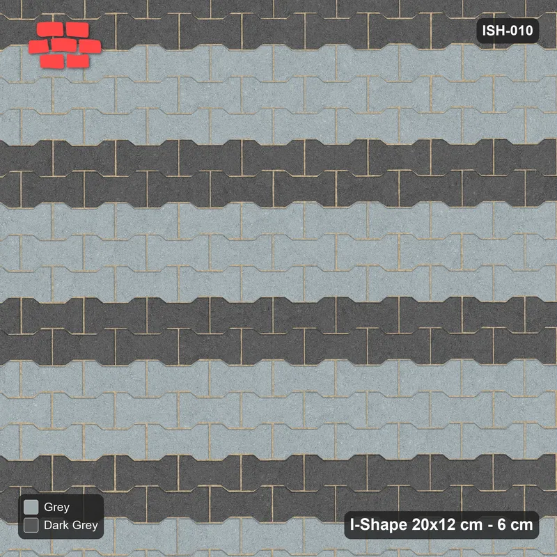 Interlock (Pasco) 20x12 cm · ISH-010 · Aligned lattice, horizontal bands 24cm, kerb frame · Top view Interlock (Pasco) 20x12 cm · ISH-010 · Aligned lattice, horizontal bands 24cm, kerb frame · Top view